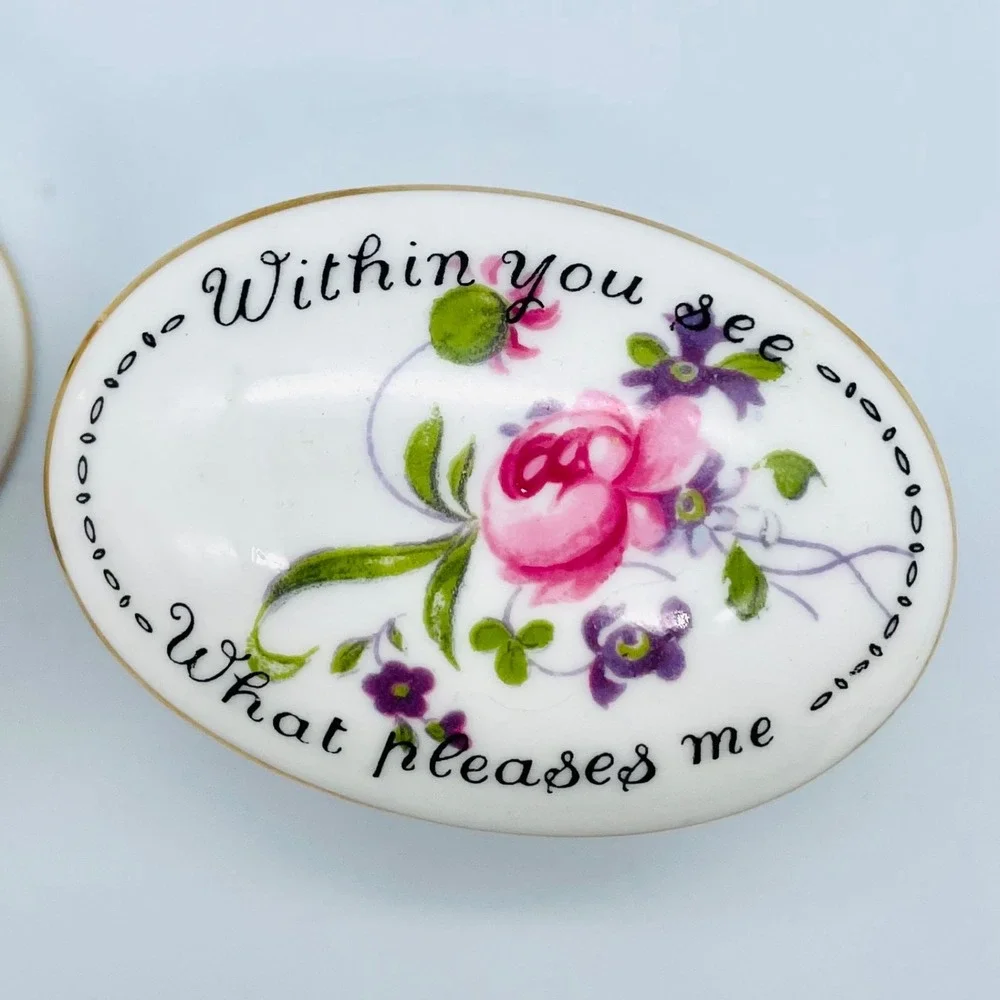 2 Crown Staffordshire Trinket‎ Boxes Porcelain ABscent Friends / With You